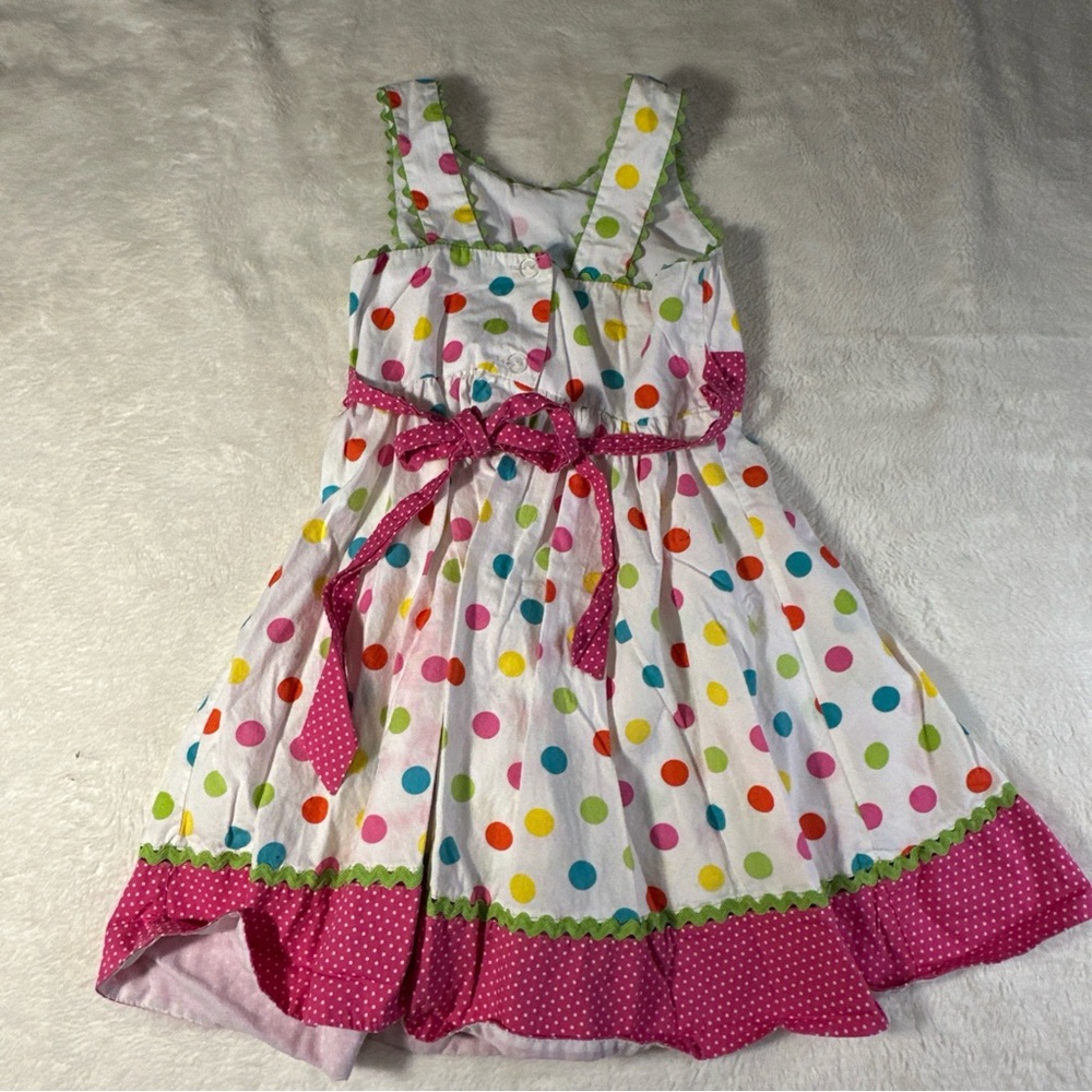 Rare Too Girls Pink Polka Dot Summer Dress Size 5 Cotton Blend - Picture 5 of 8